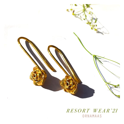 22k Goldplated Rose Drop Earrings