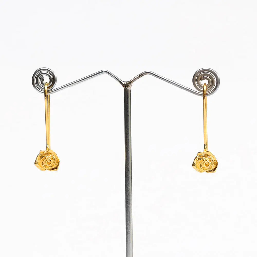 22k Goldplated Rose Drop Earrings