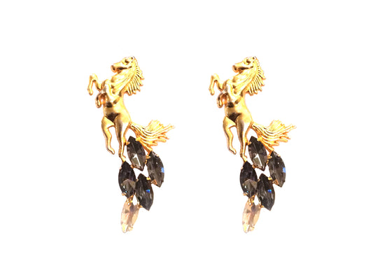 Black Warrior Horse Earrings