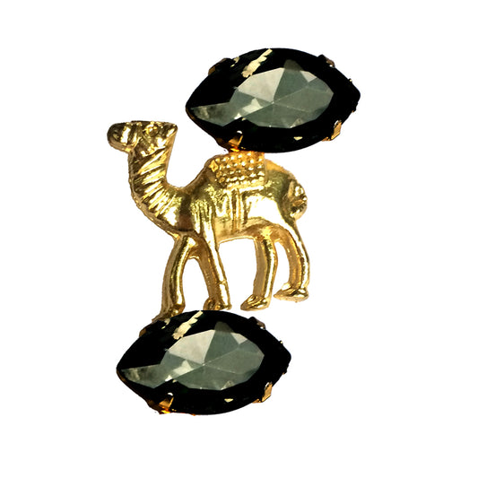 Dual Smoke Black Stoned Camel Hump Ring