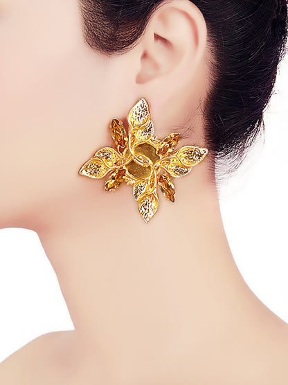 Gold Topaz Anthurium Earrings