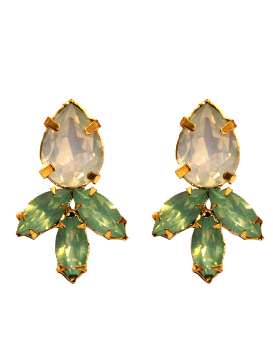 Gold Finish Jade Green Earrings