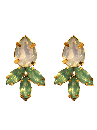 Gold Finish Jade Green Earrings