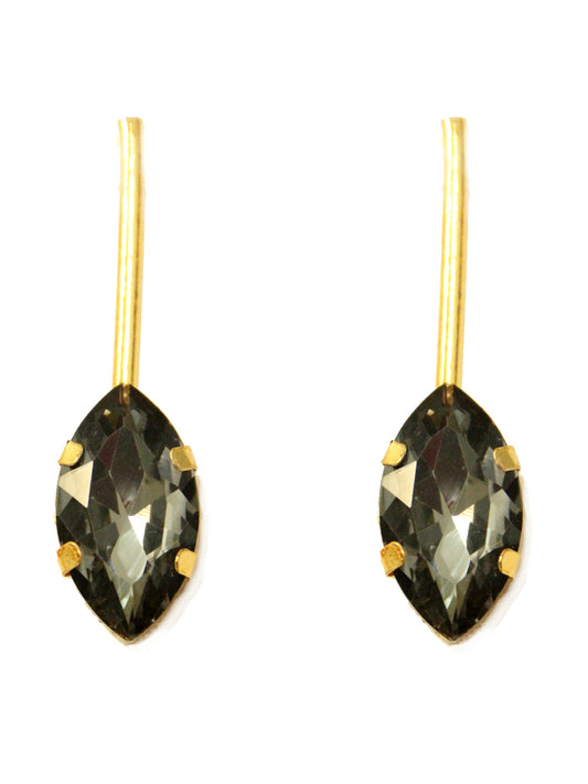 Gold Plated Black Stick Earrings