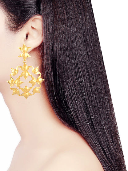 Gold- plated Lotus Radial Fleur Earrings