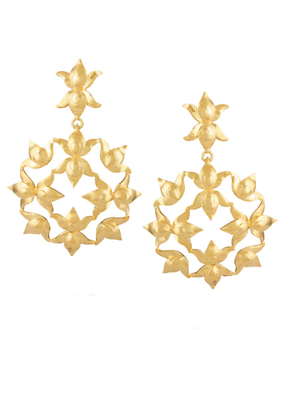 Gold- plated Lotus Radial Fleur Earrings