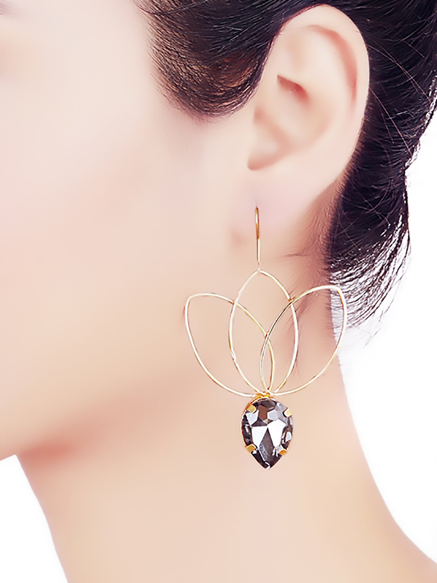 Black Nritya Lotus Earrings