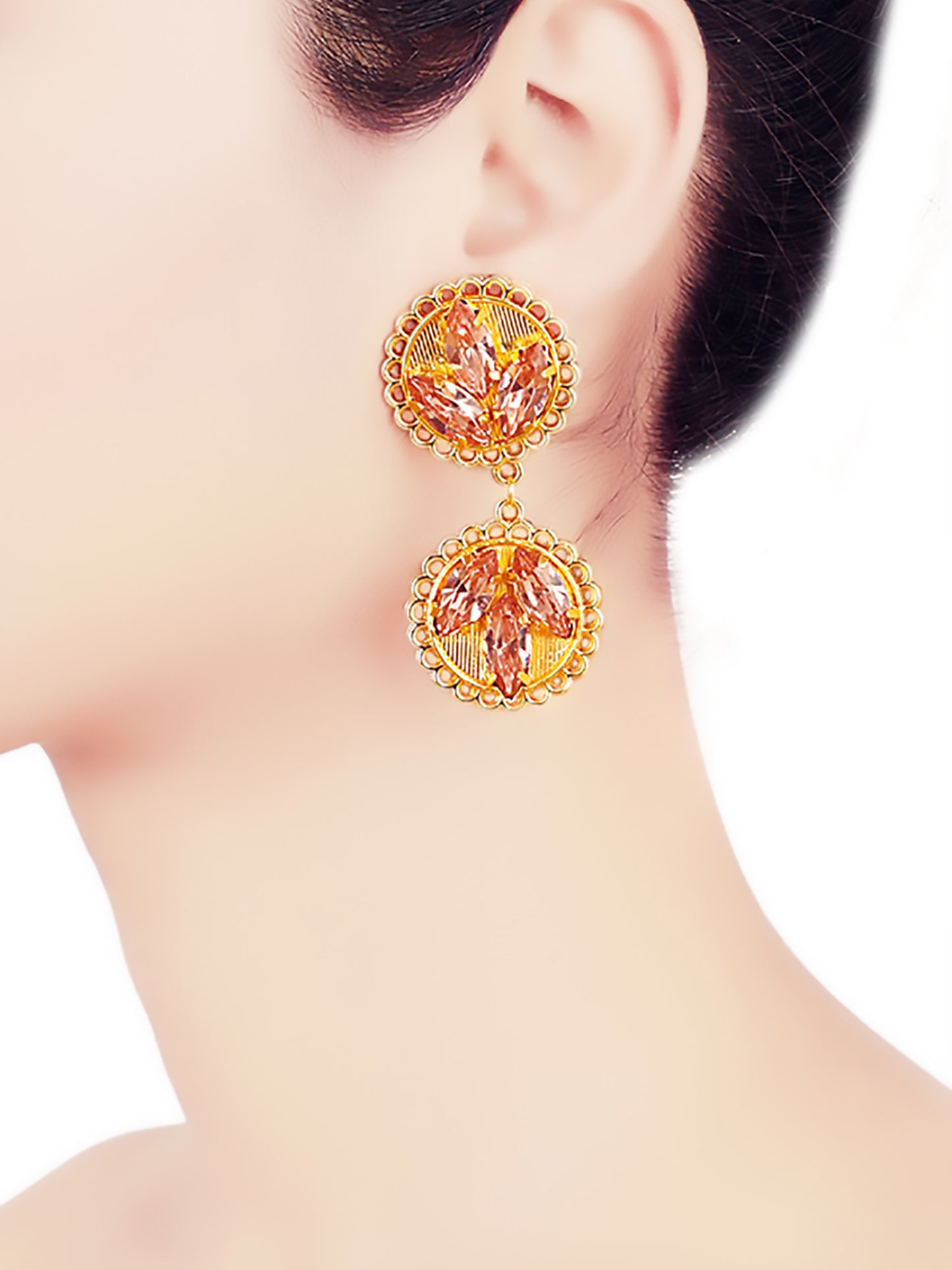 Rosabel Redolence Pink Marquis Earrings