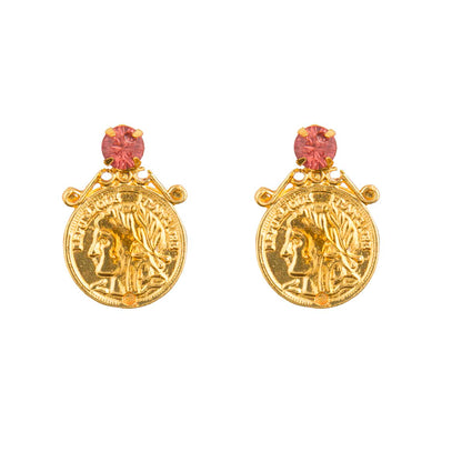 Goldplated Pink Coin Earstud