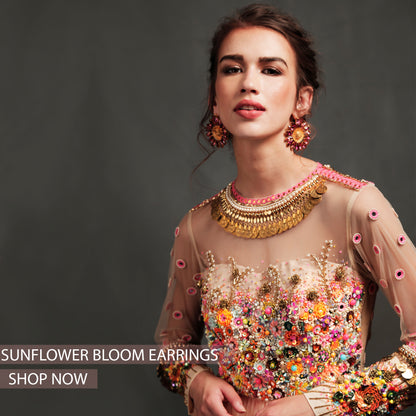 Gold-Plated Sunflower Bloom Earrings