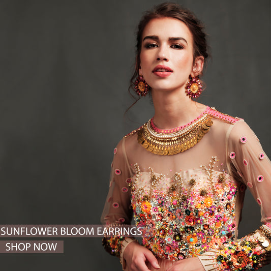 Gold-Plated Sunflower Bloom Earrings