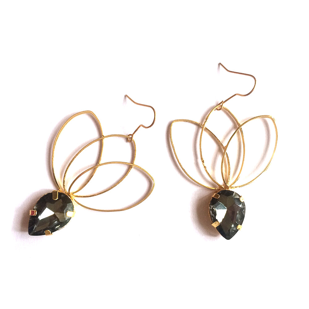 Black Nritya Lotus Earrings