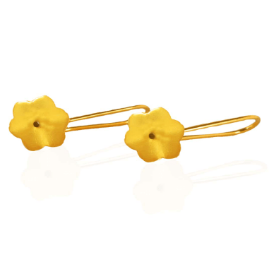 22K Gold Flower Fish Hanger Earrings
