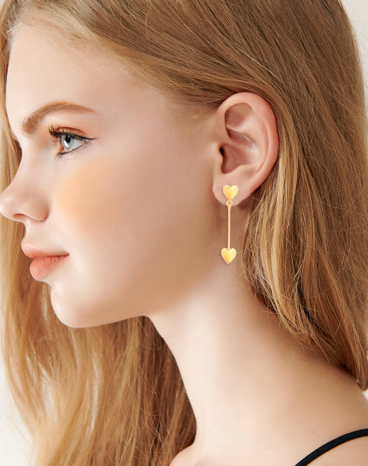 22K Gold Mini Heart Earrings
