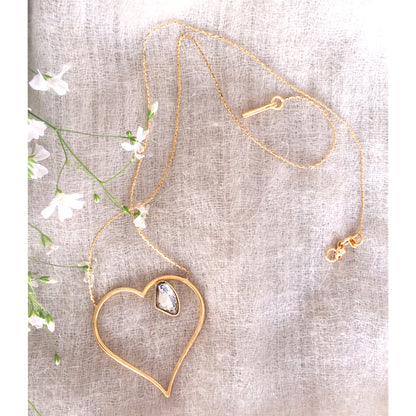 Galactic Cut Gold Blossoming Heart Pendant