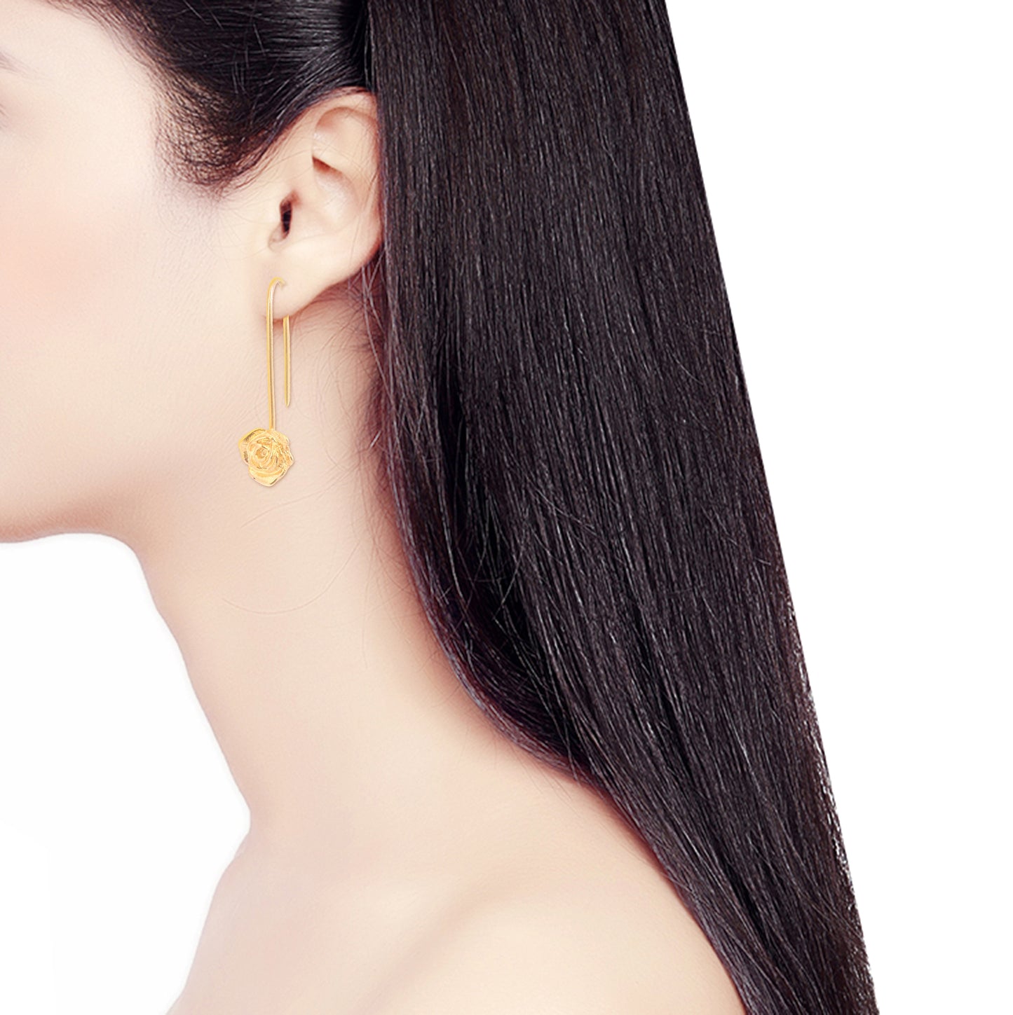 22k Goldplated Rose Drop Earrings